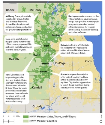 Northeastern Illinois' various commitments to groundwater protection (map)