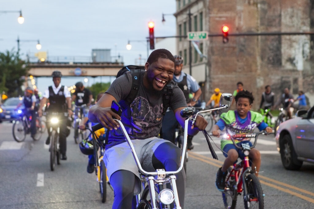 photo of Pha 'Tal Perkins leading the Roll N Peace Bike Ride